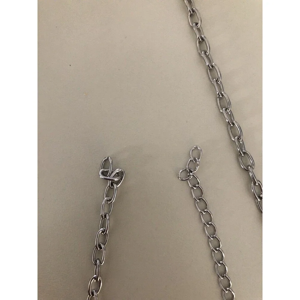 Lot of 2 Silvertone Colorful Flat Rock Like missing clasp -‎ pearl mini necklace